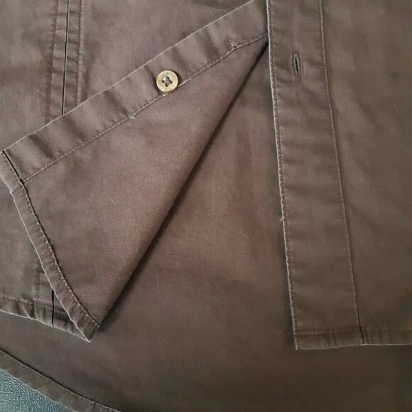 Perry Ellis SZ M Chocolate Brown Cotton Men's LS Cargo Shirt - Picture 8 of 15